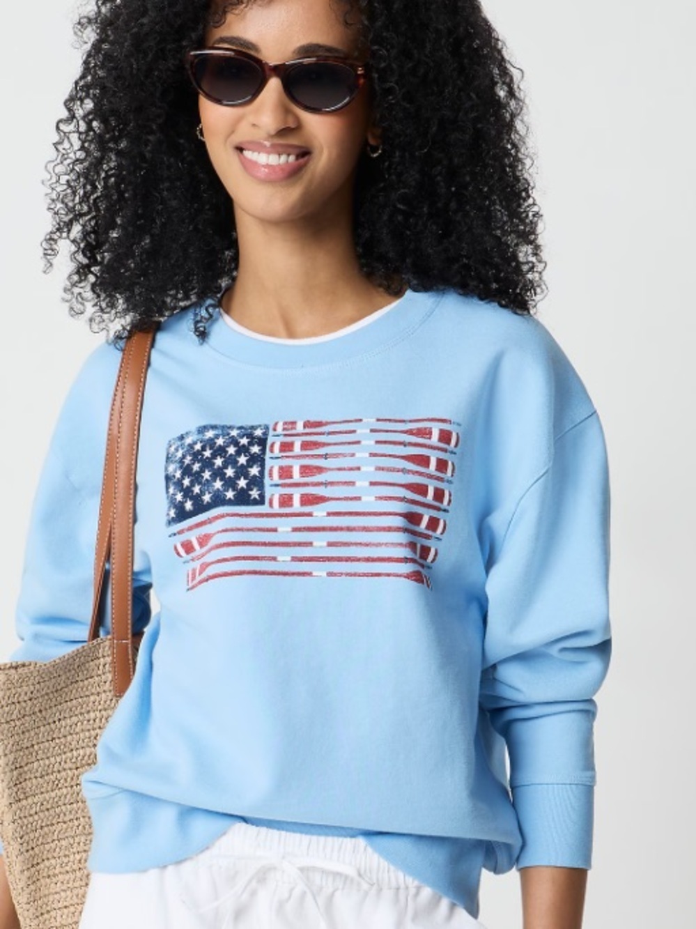 J crew blue Oar flag graphic sweatshirt